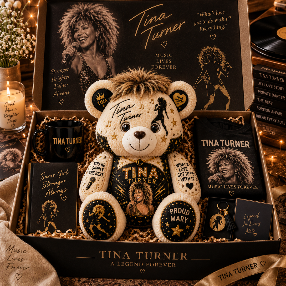 Tina Turner Bear Custom Shaped Pillow – Music Legend Fan Gift