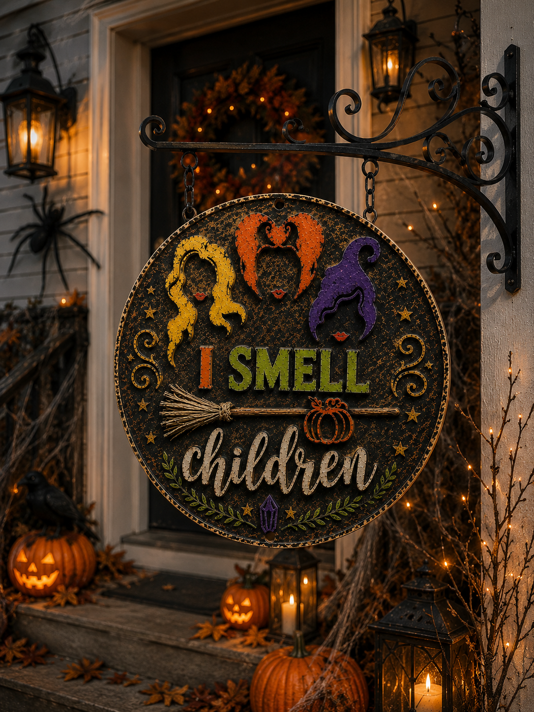 I Smell Children Metal Sign, Funny Witch Halloween Sign, Spooky Witch Wall Decor, Halloween Witch Lover Gift