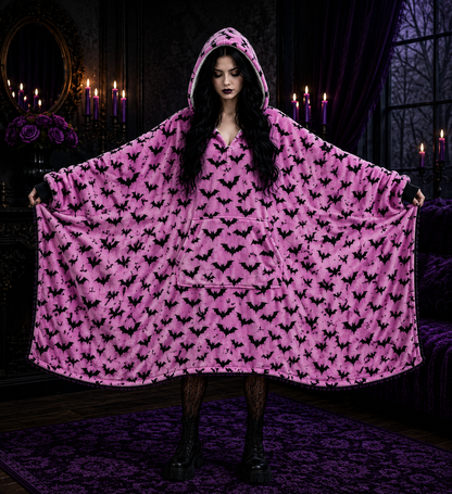Pink Bat Blanket Hoodie – The Perfect Gift for Spooky Souls 🦇🩷🎁