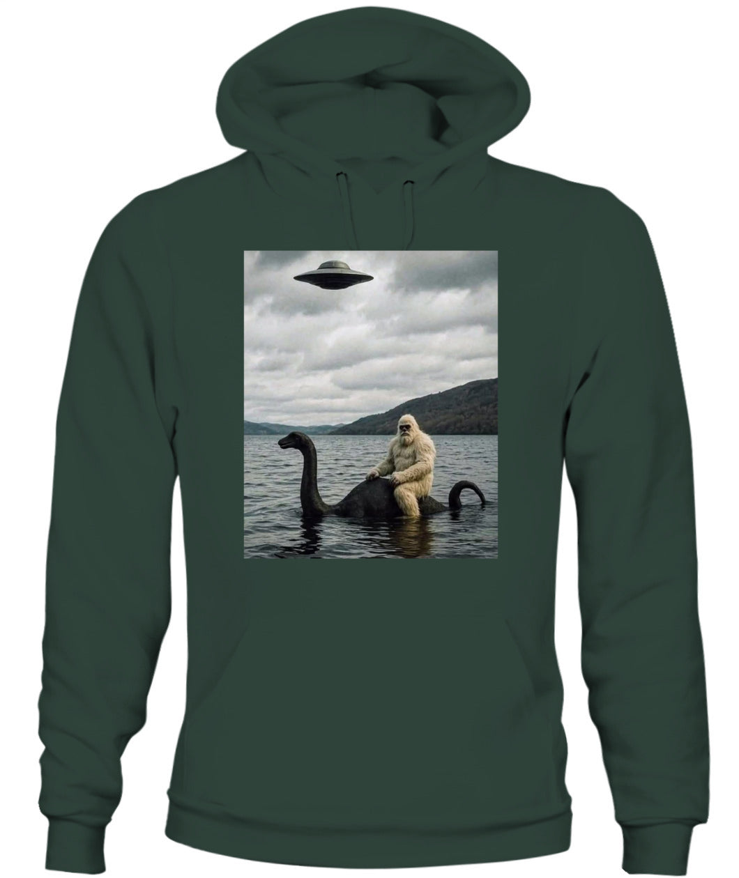 Bigfoot Rides Nessie – Legendary Lake Monster Shirt