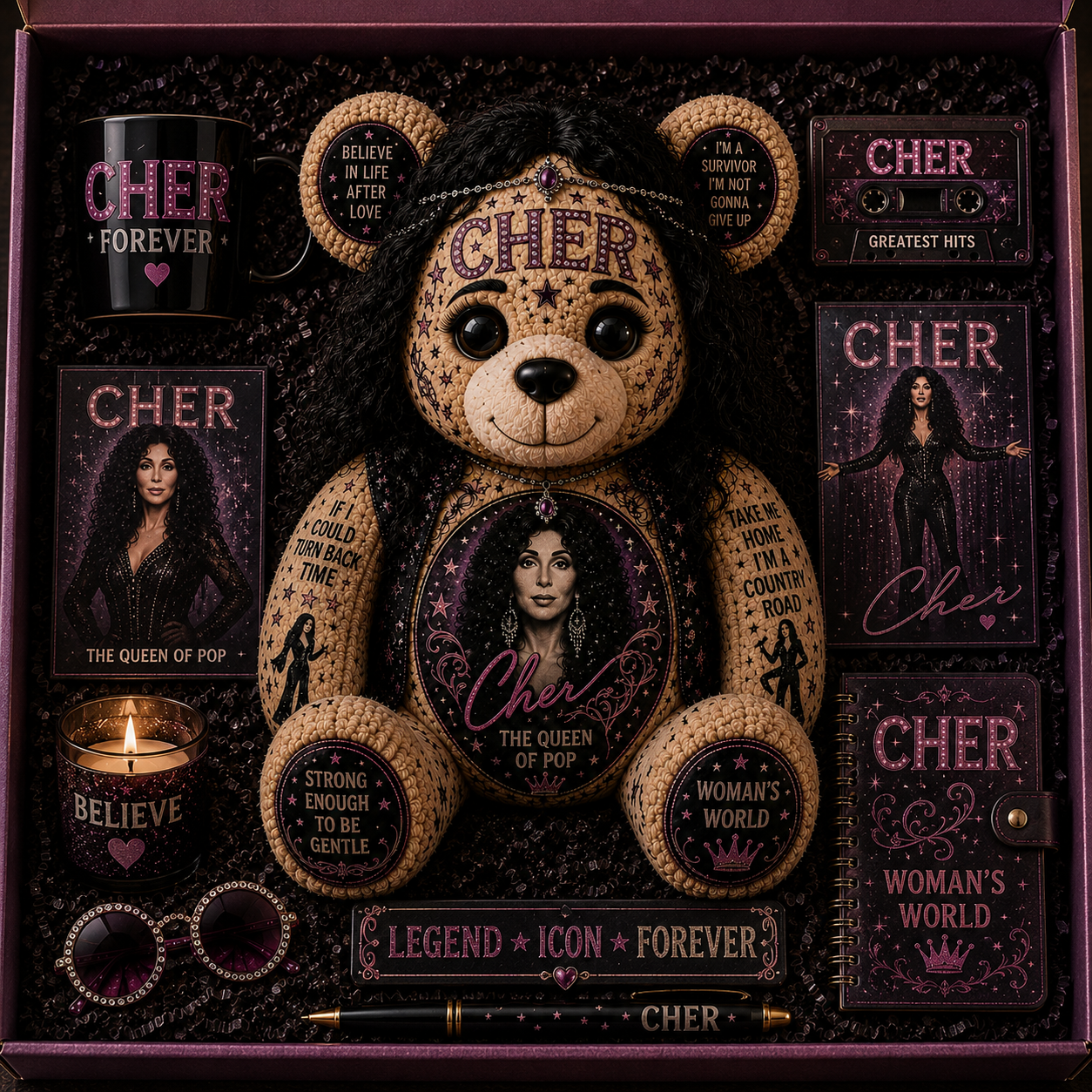 Cher Bear Custom Shaped Pillow – Gift for Classic Music Lover