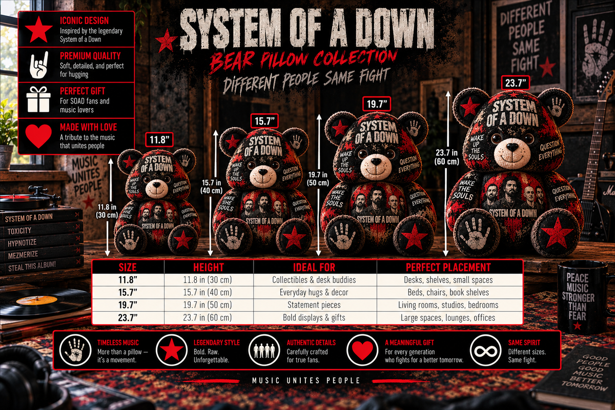 System of a Down Bear Custom Shaped Pillow – Alternative Metal Music Fan Gift