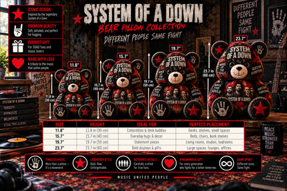 System of a Down Bear Custom Shaped Pillow – Alternative Metal Music Fan Gift