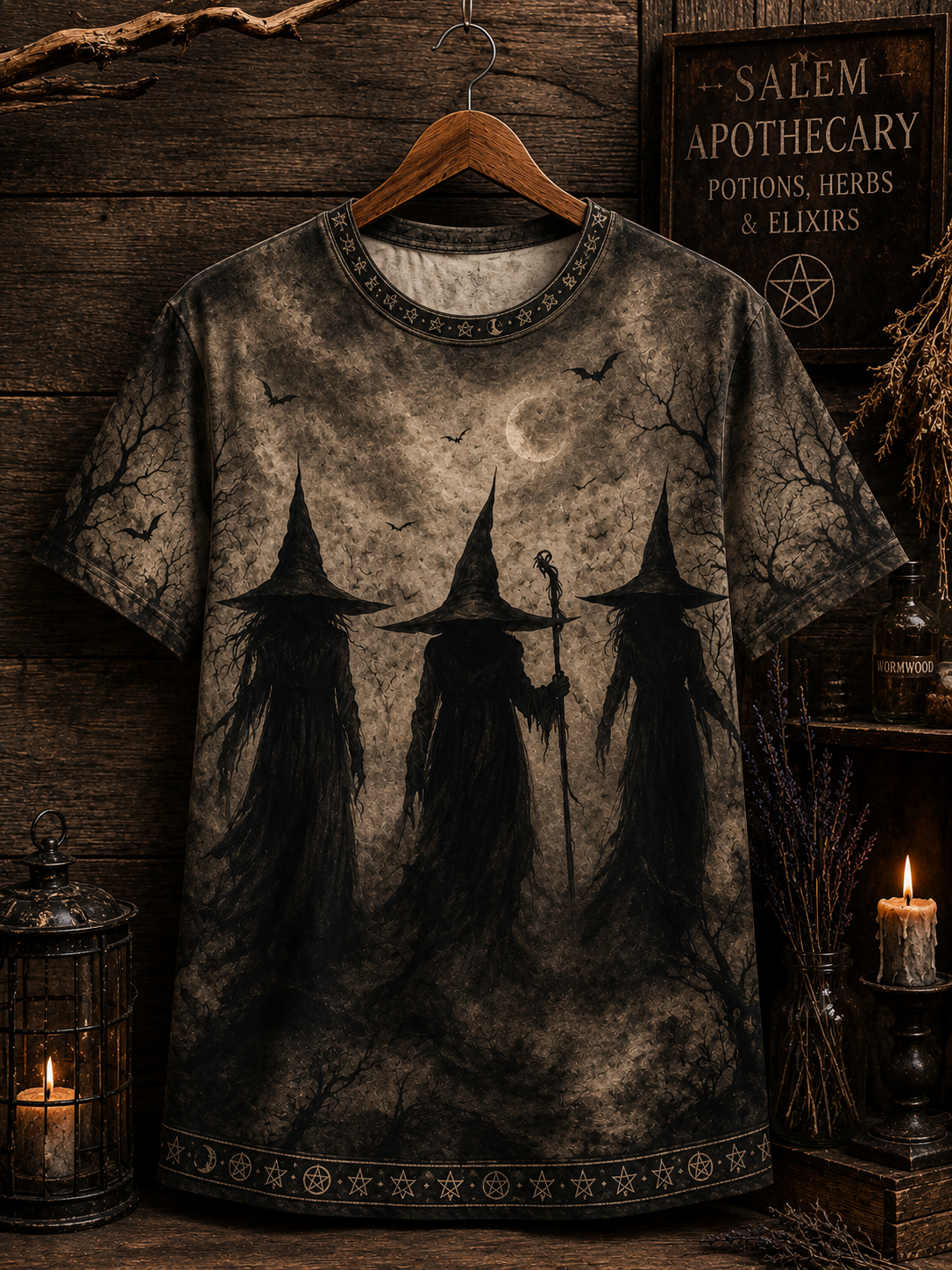Witch Coven V-Neck Shirt, Salem Witch Gothic Tee, Dark Witchy Halloween Shirt, Witch Lover Gift