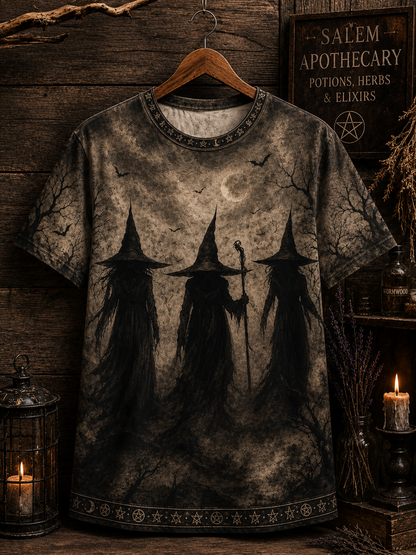 Witch Coven V-Neck Shirt, Salem Witch Gothic Tee, Dark Witchy Halloween Shirt, Witch Lover Gift