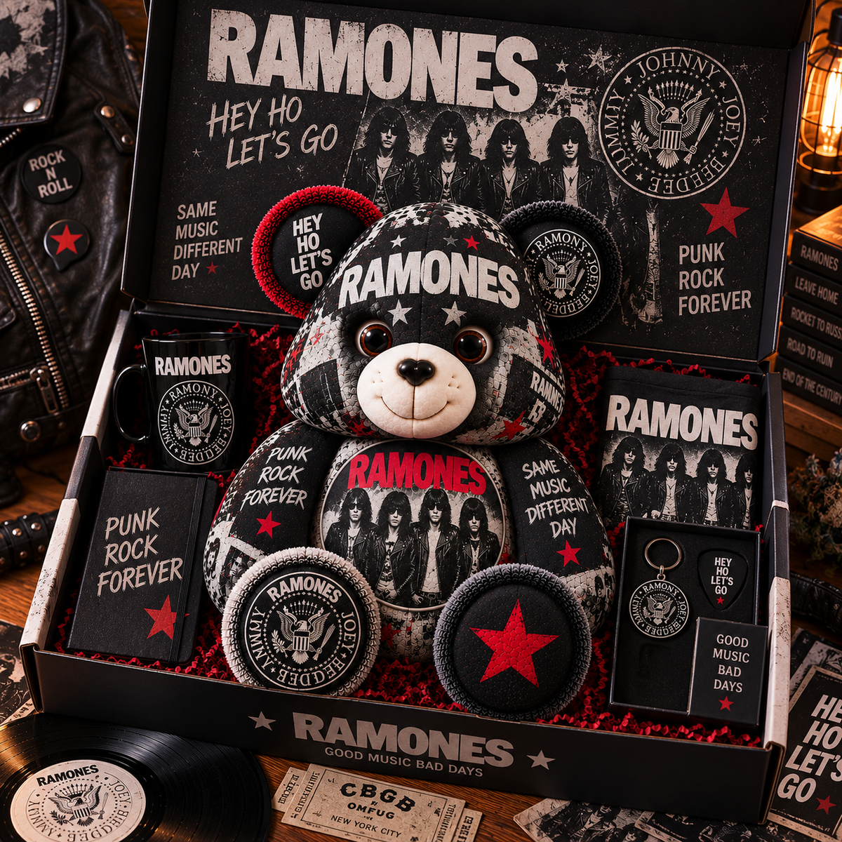 Ramones Bear Custom Shaped Pillow – Hey Ho Let’s Go Punk Rock Music Fan Gift