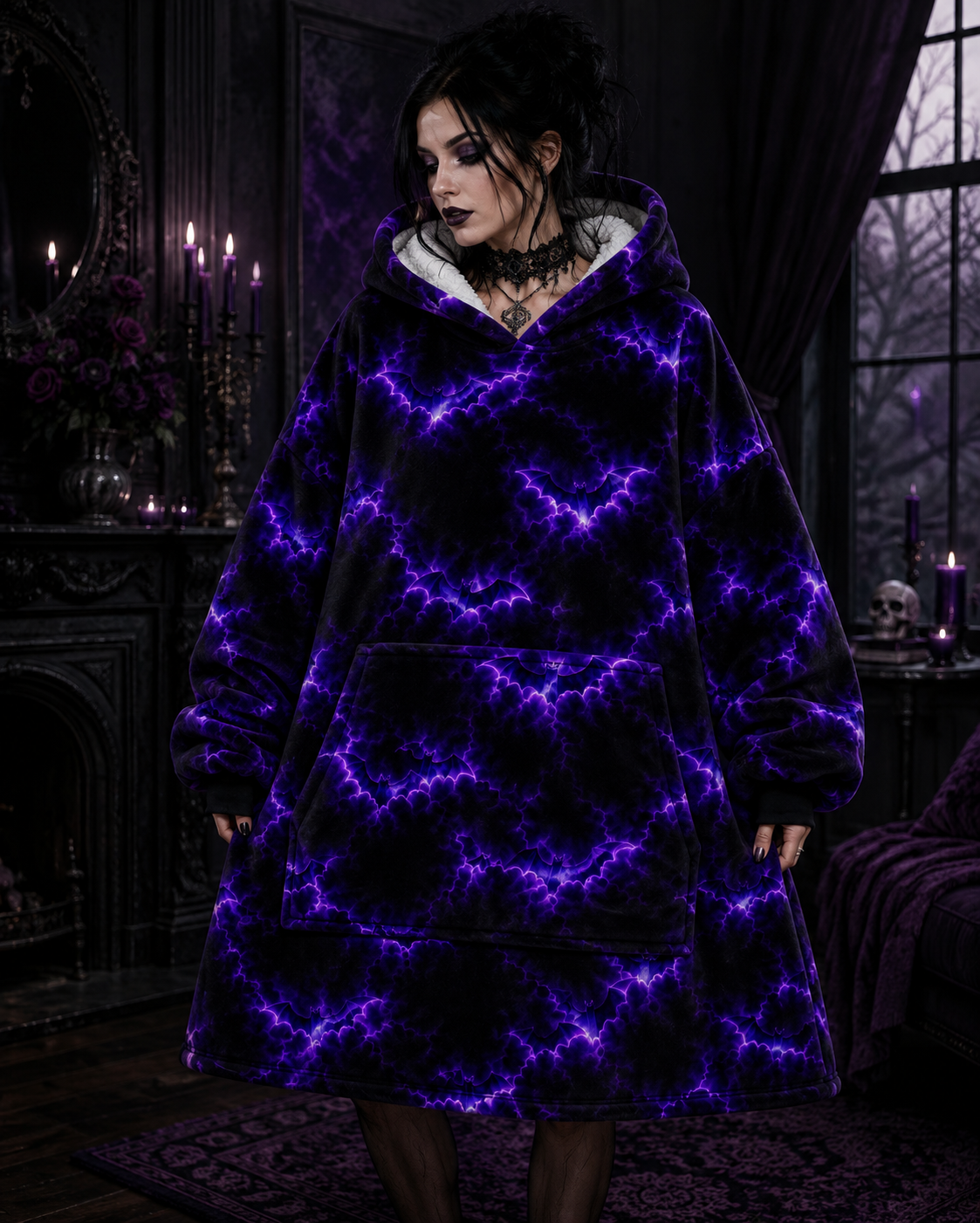 Purple Bat Blanket Hoodie – The Perfect Gift for Gothic Souls