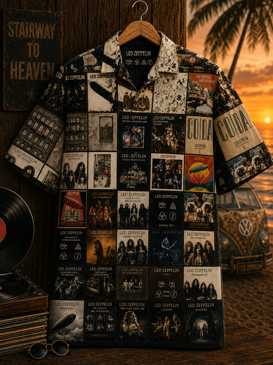Led Zeppelin Album Collection Hawaiian Shirt - Vintage Rock Music Fan Gift