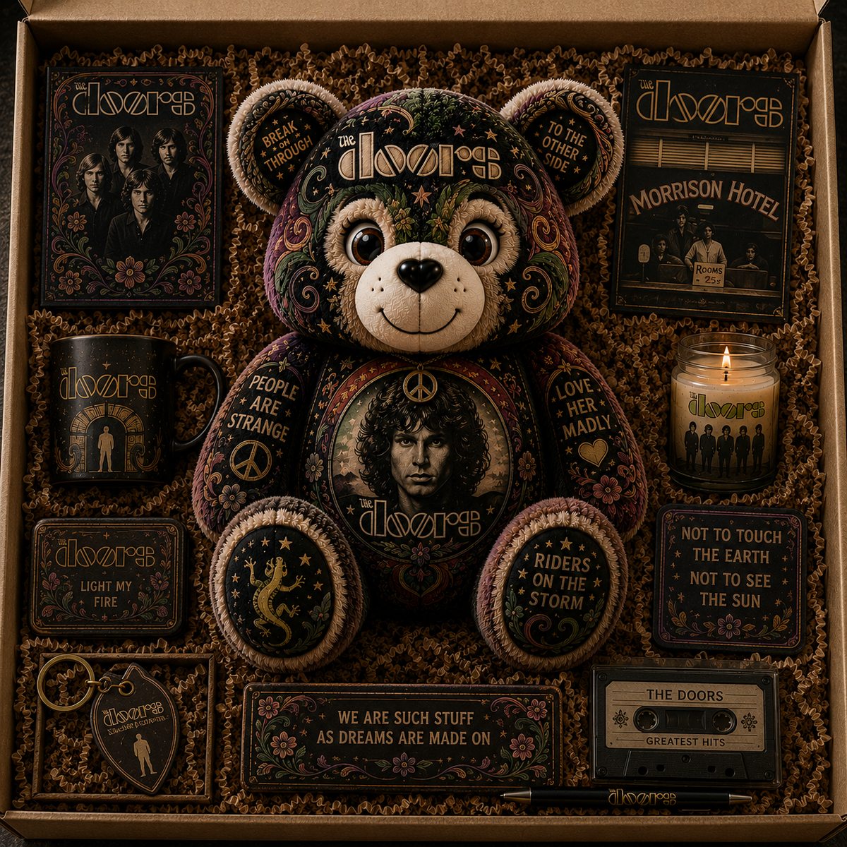 The Doors Bear Custom Shaped Pillow – Rock Music Legend Gift
