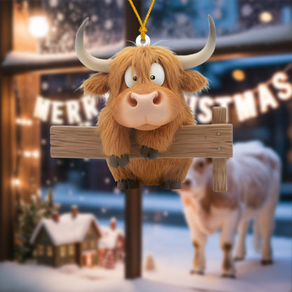 Moo-ry Christmas Cow Ornament