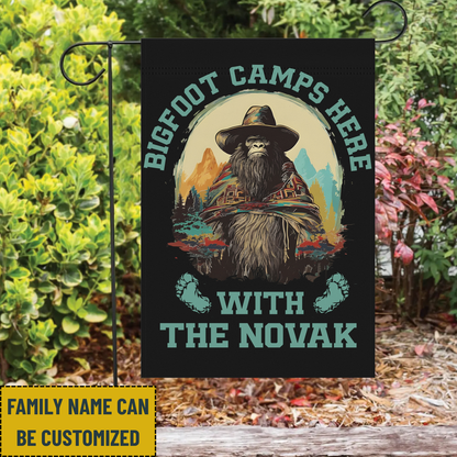 El Squatcho Bigfoot Camps Here - Personalized El Squatcho Bigfoot Garden Flag, House Flag