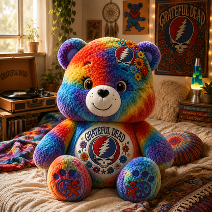 Grateful Dead Tie-Dye Bear Shaped Pillow– The Perfect Gift for Deadheads