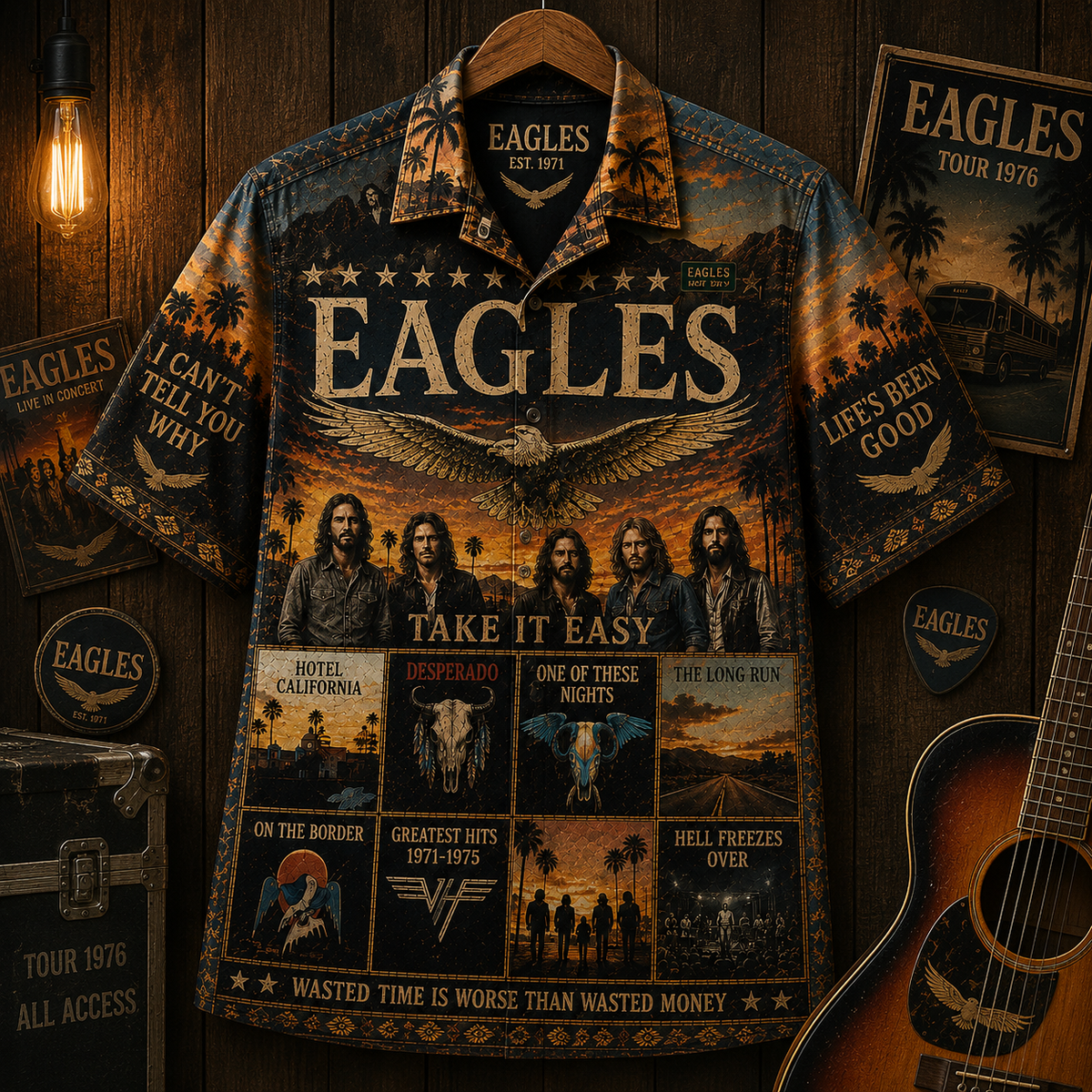 Eagles Hawaiian Shirt - Vintage Music Rock Fan Gift