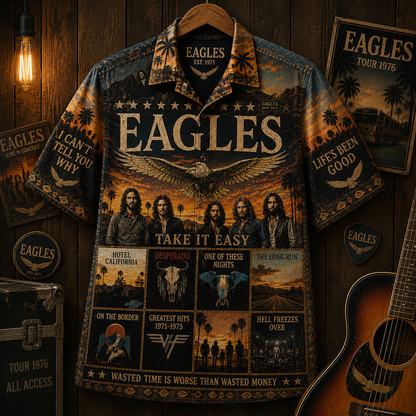 Eagles Hawaiian Shirt - Vintage Music Rock Fan Gift