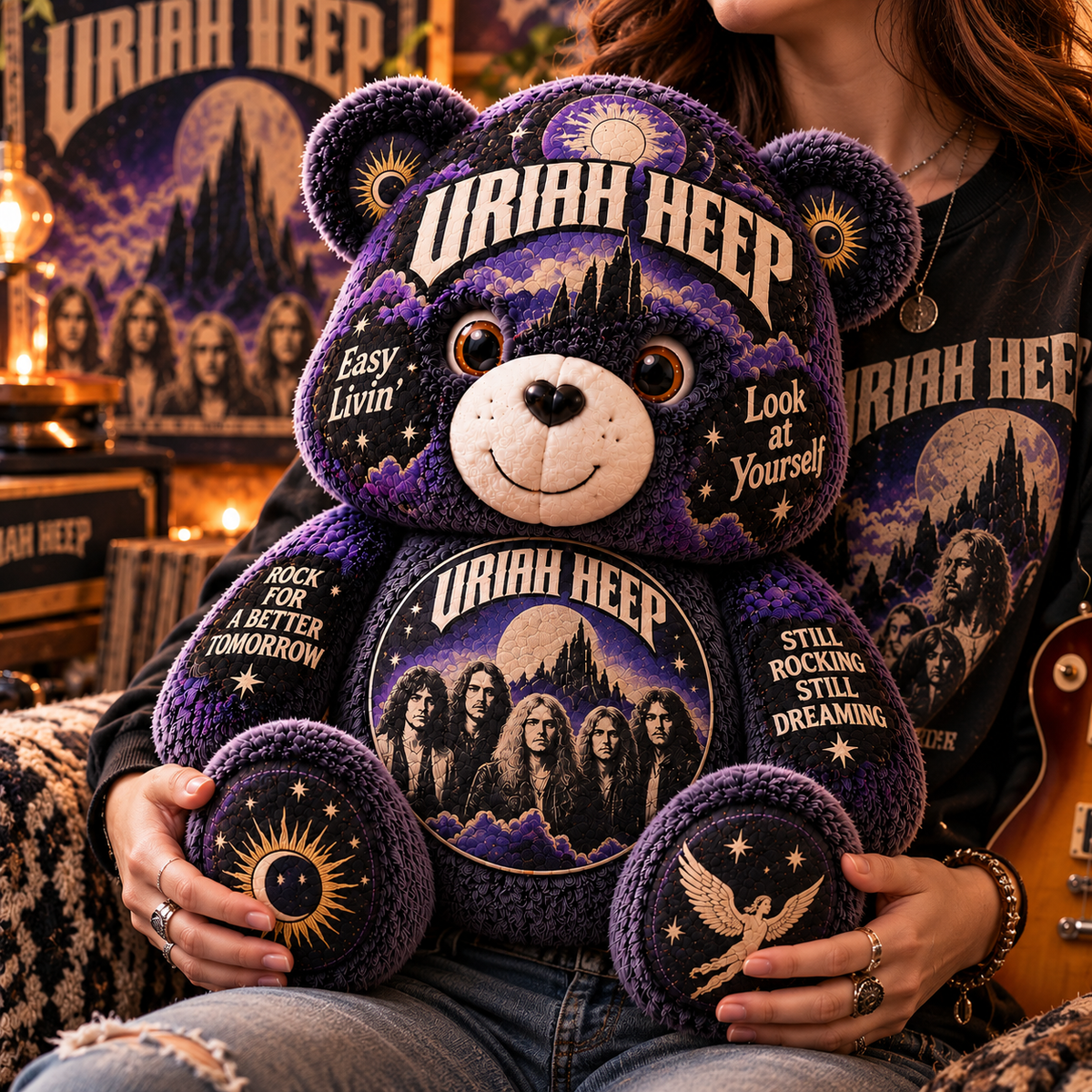 Uriah Heep Custom Shaped Bear Pillow – Easy Livin’ Classic Rock Legend Inspired Gift for Uriah Heep Fans