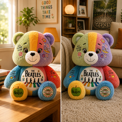 The Beatles Bear Custom Shaped Pillow – Gift for Beatles Fans & Music Lovers