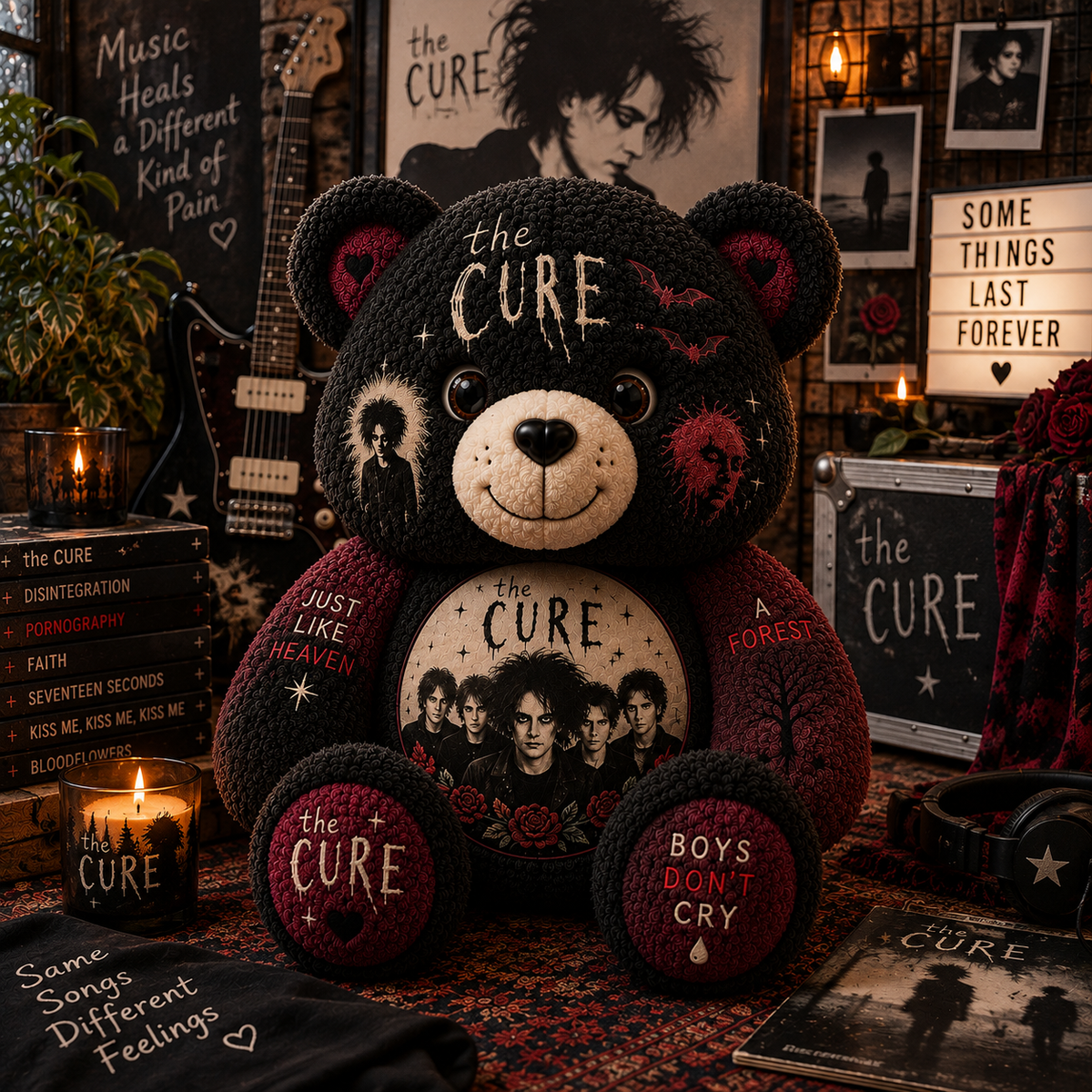 The Cure Bear Custom Shaped Pillow – Boys Don’t Cry Gothic Rock Music Fan Gift, Alternative Rock Lover Decor