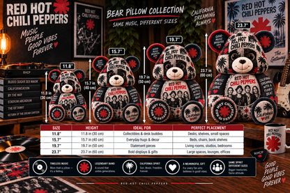 Red Hot Chili Peppers Custom Shaped Bear Pillow – Alternative Rock Music Inspired Gift for Fans