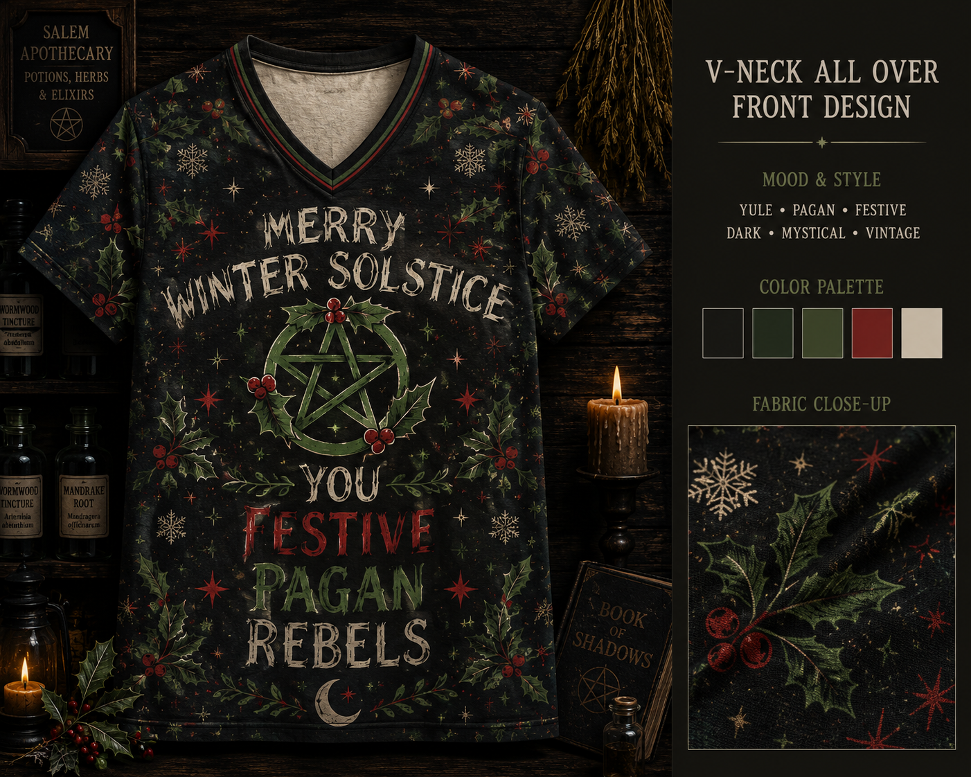 Funny Witch Christmas  Shirt, Merry Winter Solstice Pagan Tee, Witchy Christmas Shirt, Festive Pagan Gift