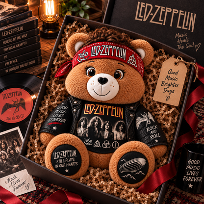 Led Zeppelin Custom Shaped Bear Pillow – Classic Rock Inspired Gift for Led Zeppelin Fans