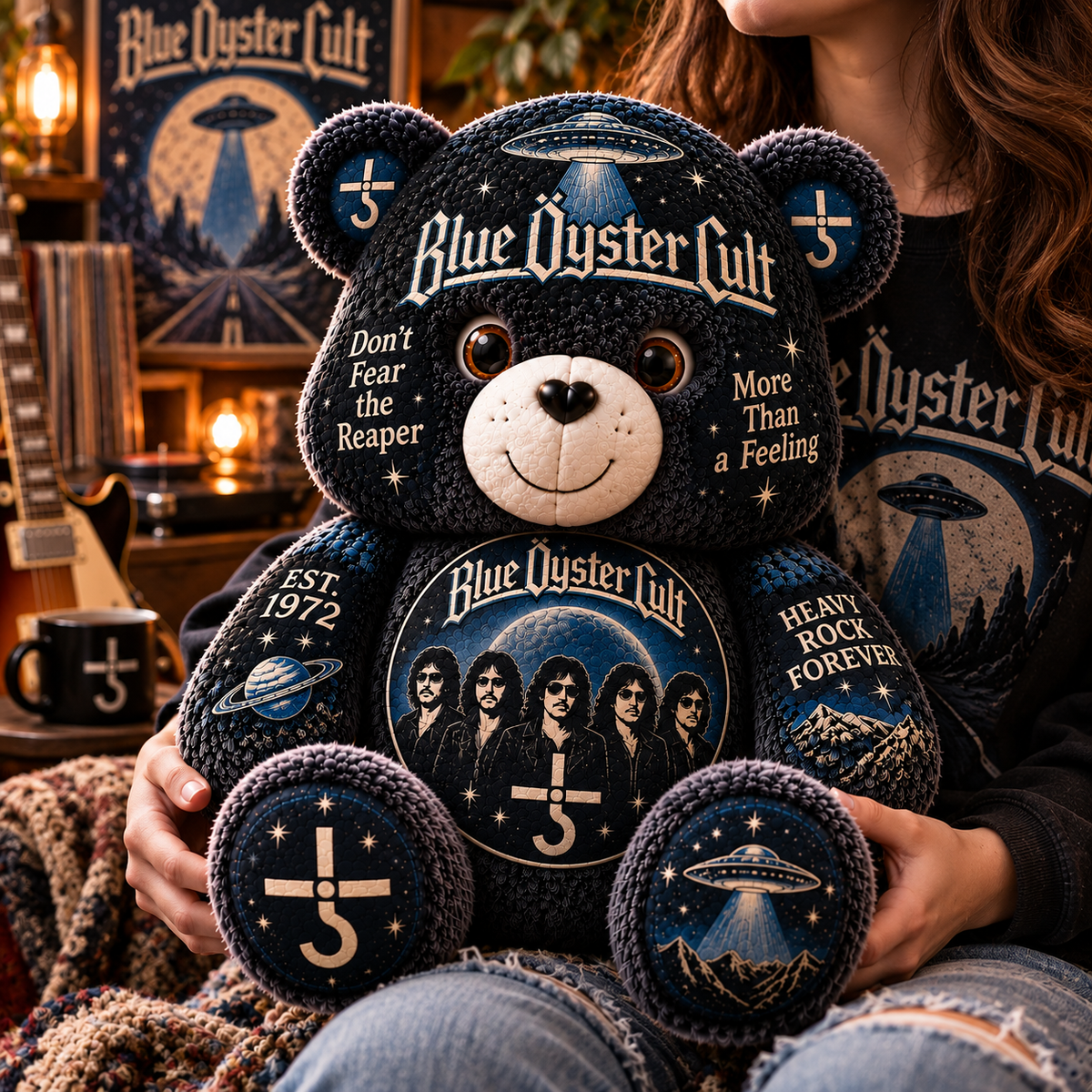 Blue Öyster Cult Custom Shaped Bear Pillow – Don’t Fear the Reaper Classic Rock Inspired Gift for Blue Öyster Cult Fans