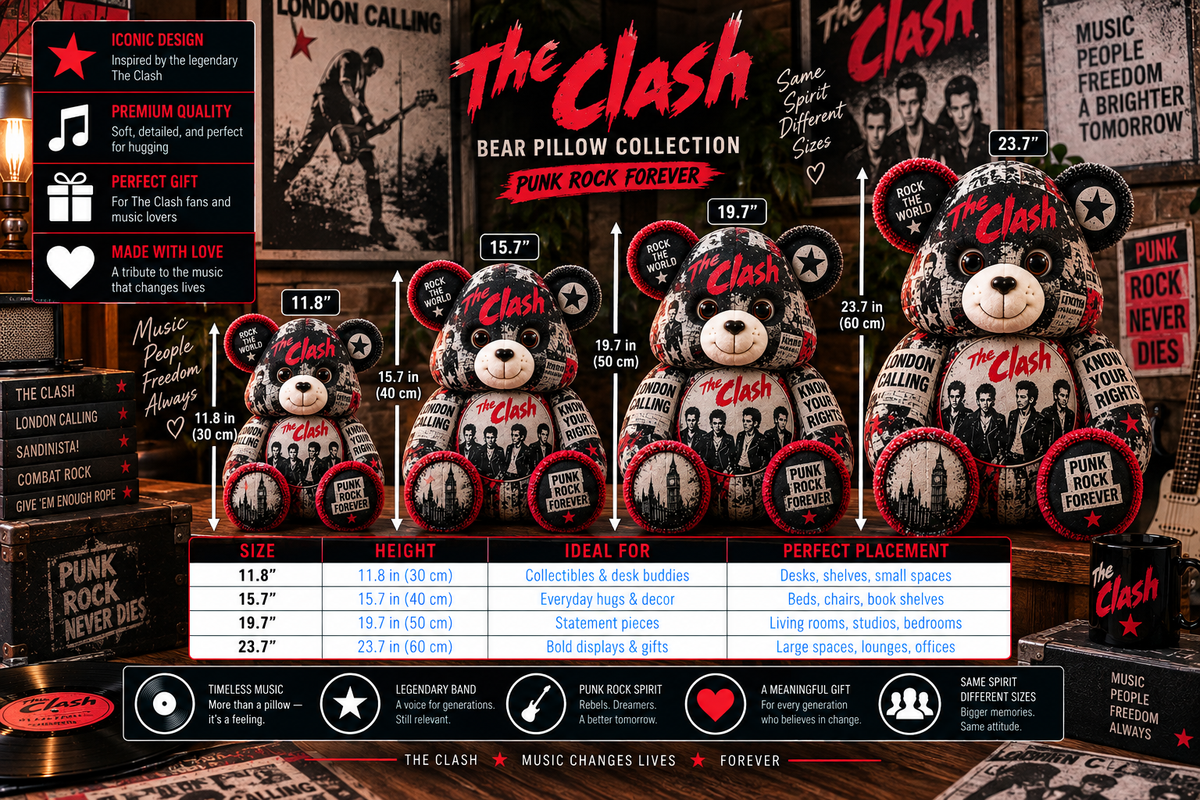 The Clash Bear Custom Shaped Pillow – London Calling Punk Rock Music Fan Gift
