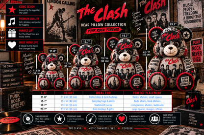 The Clash Bear Custom Shaped Pillow – London Calling Punk Rock Music Fan Gift