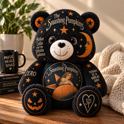The Smashing Pumpkins Custom Shaped Bear Pillow – Alternative Rock Inspired Gift for Smashing Pumpkins Fans
