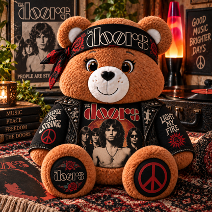 The Doors Custom Shaped Bear Pillow – People Are Strange Light My Fire Classic Rock Music Inspired Gift for The Doors Fans