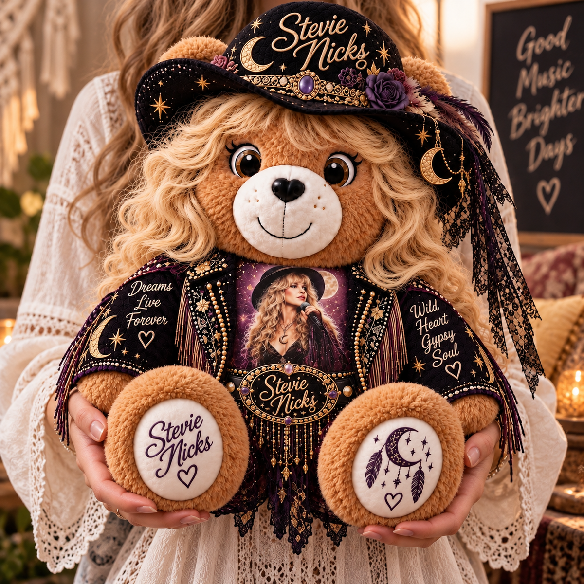 Stevie Nicks Custom Shaped Bear Pillow – Gypsy Soul Music Inspired Gift for Stevie Nicks Fans 2
