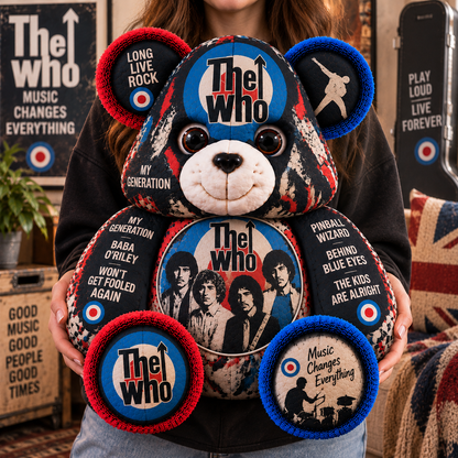 The Who Custom Shaped Bear Pillow – Classic Rock Music Inspired Gift for Fans 3