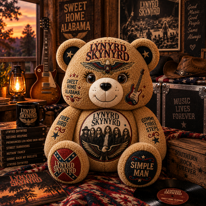 Lynyrd Skynyrd Band Bear Custom Shaped Pillow – Rock Music Legend Gift