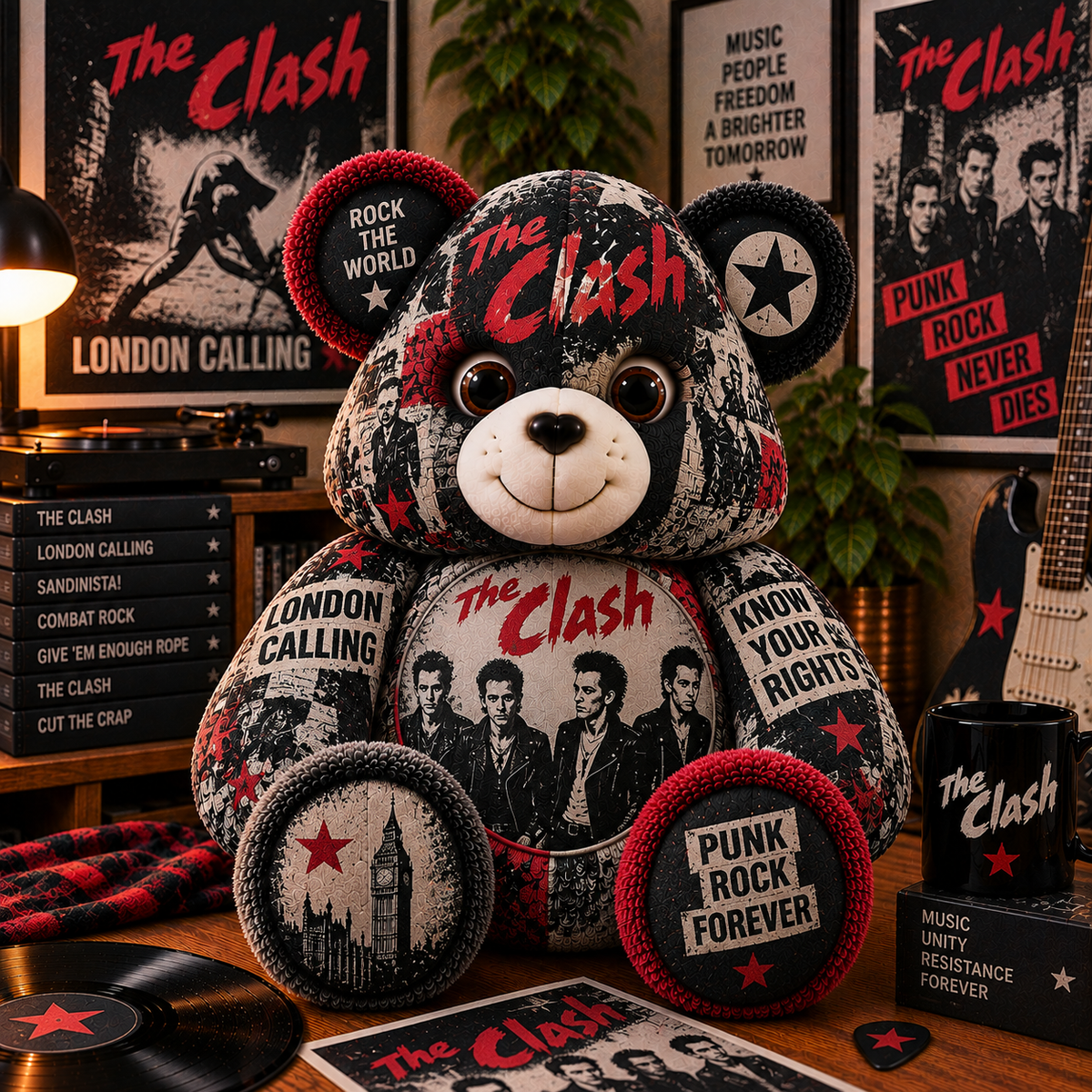 The Clash Bear Custom Shaped Pillow – London Calling Punk Rock Music Fan Gift