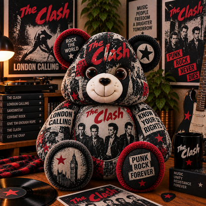 The Clash Bear Custom Shaped Pillow – London Calling Punk Rock Music Fan Gift