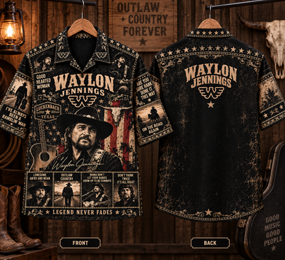 Waylon Jennings Hawaiian Shirt - Vintage Country Music Fan Gift