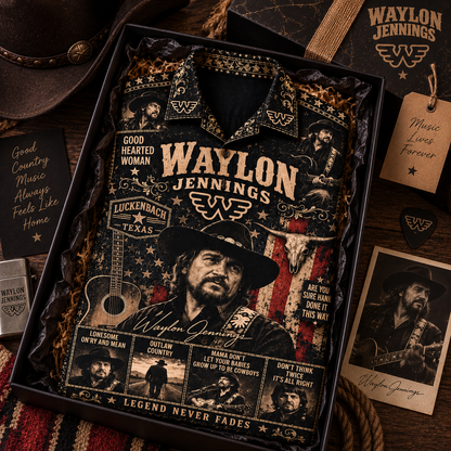 Waylon Jennings Hawaiian Shirt - Vintage Country Music Fan Gift