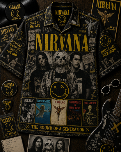 Nirvana Hawaiian Shirt - Vintage Rock Music Fan Gift
