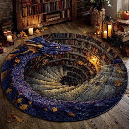 Dragon Fantasy Spiral Quilted Round Mat