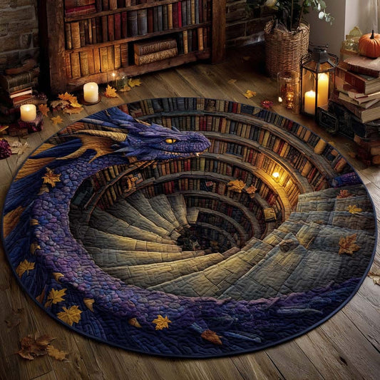 Dragon Fantasy Spiral Quilted Round Mat