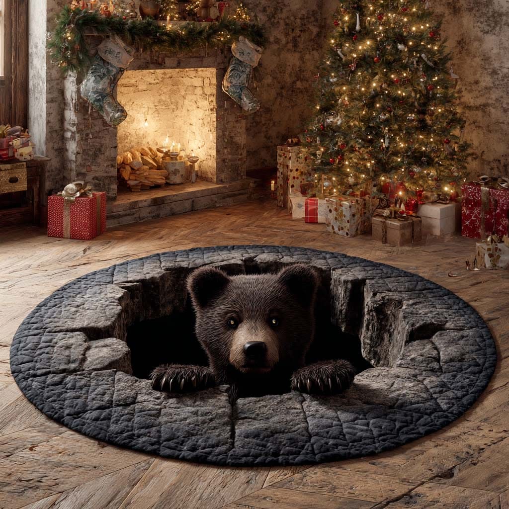 Christmas Cute Bear Round Mat