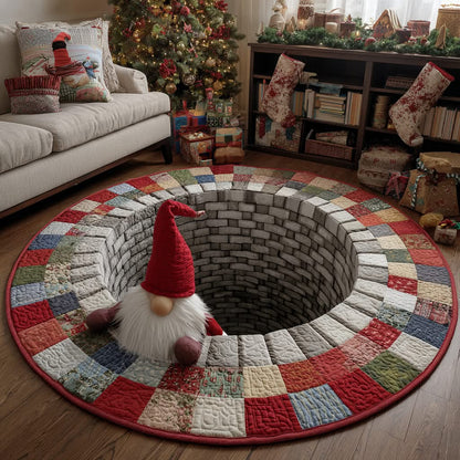 Christmas Jolly Gnome Quilted Round Mat