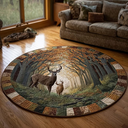 Deer Forest Quilt Round Mat
