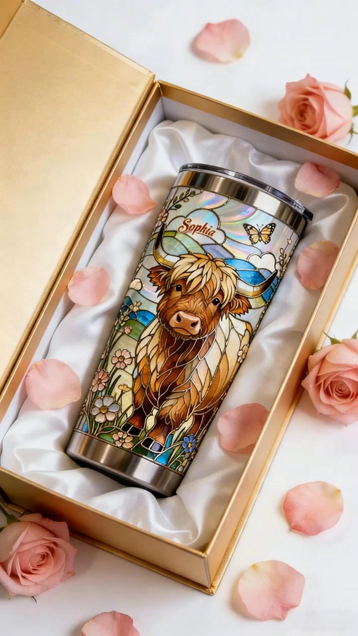 Personalized Cow Stained Glass Tumbler