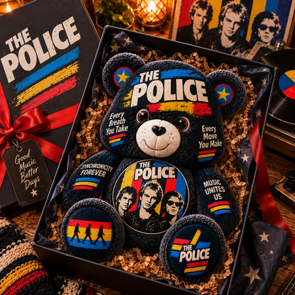 The Police Custom Shaped Bear Pillow – Every Breath You Take Classic Rock Inspired Gift for The Police Fans