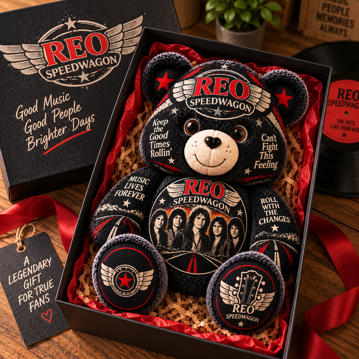 REO Speedwagon Custom Shaped Bear Pillow – Can’t Fight This Feeling Classic Rock Inspired Gift for REO Speedwagon Fans