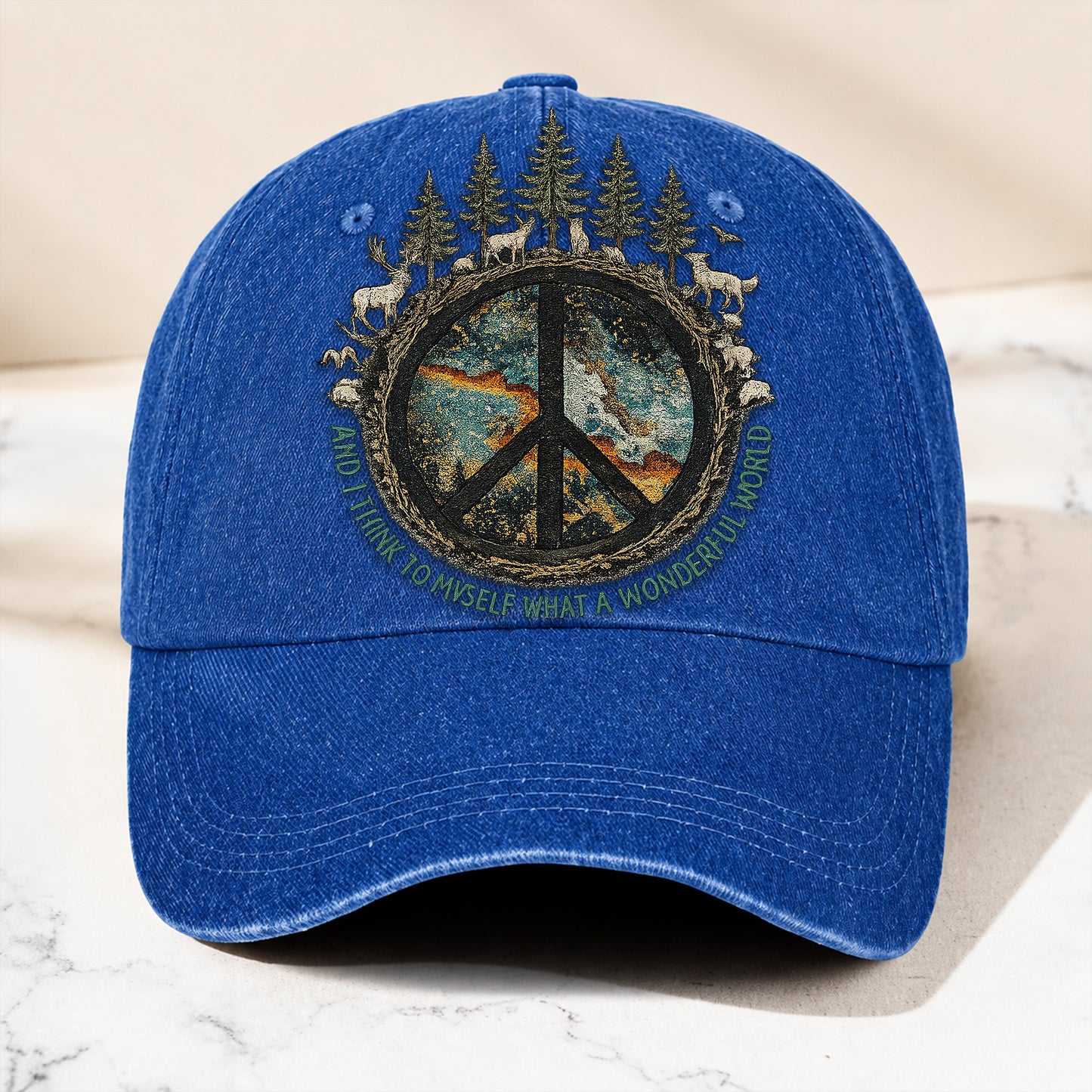 And I Think To Myself - Peace Classic Music Denim Cap