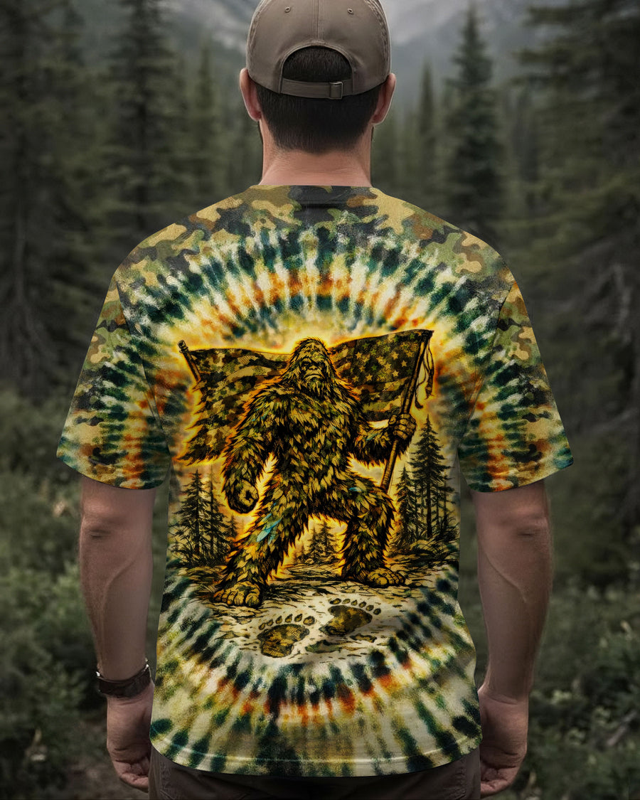 BIGFOOT WITH FLAG CAMOUFLAGE ALL OVER PRINT SHIRT