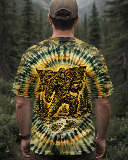 BIGFOOT WITH FLAG CAMOUFLAGE ALL OVER PRINT SHIRT