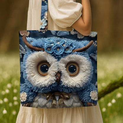 Cute Blue Owl Tote Bag