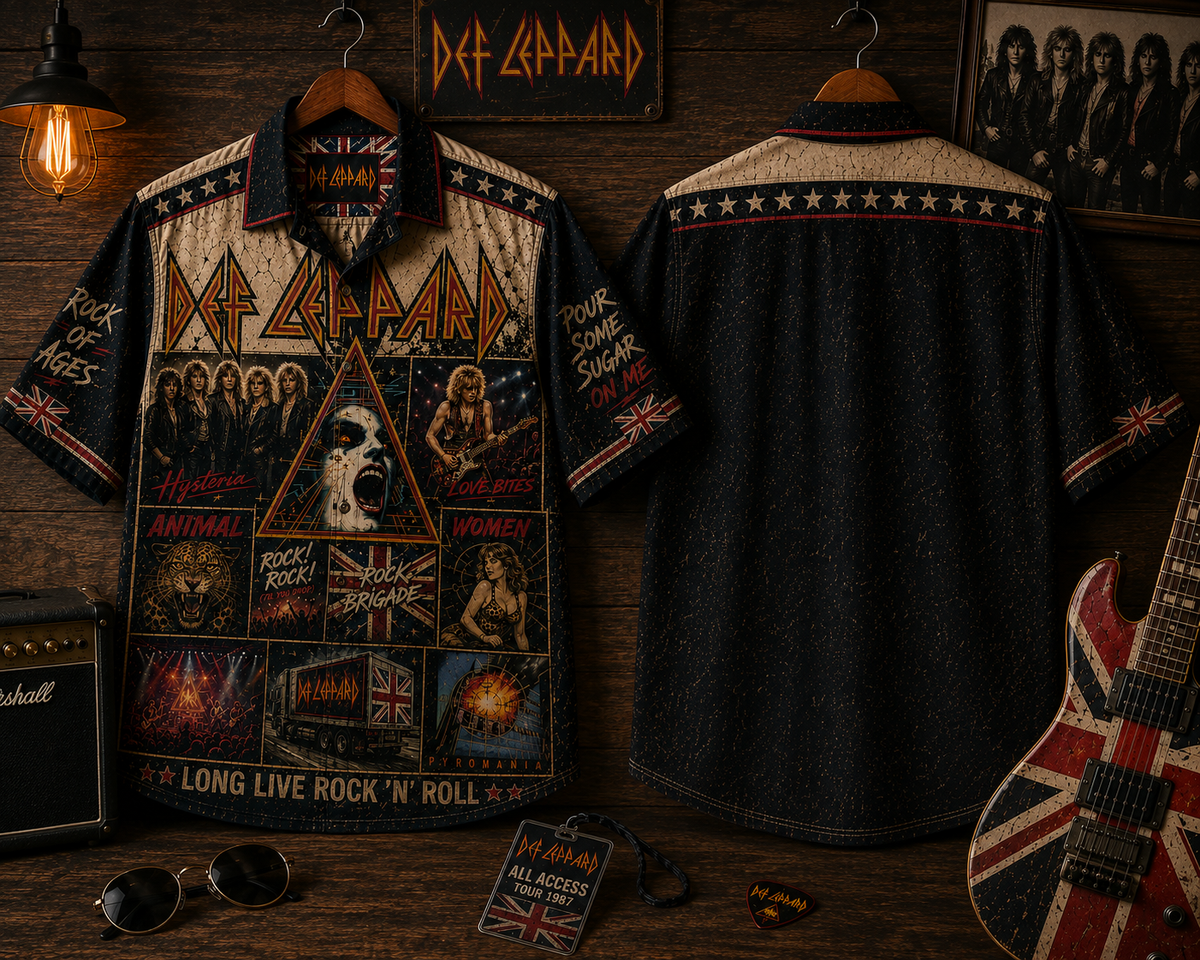 Def Leppard Hawaiian Shirt - Vintage Music Fan Gift